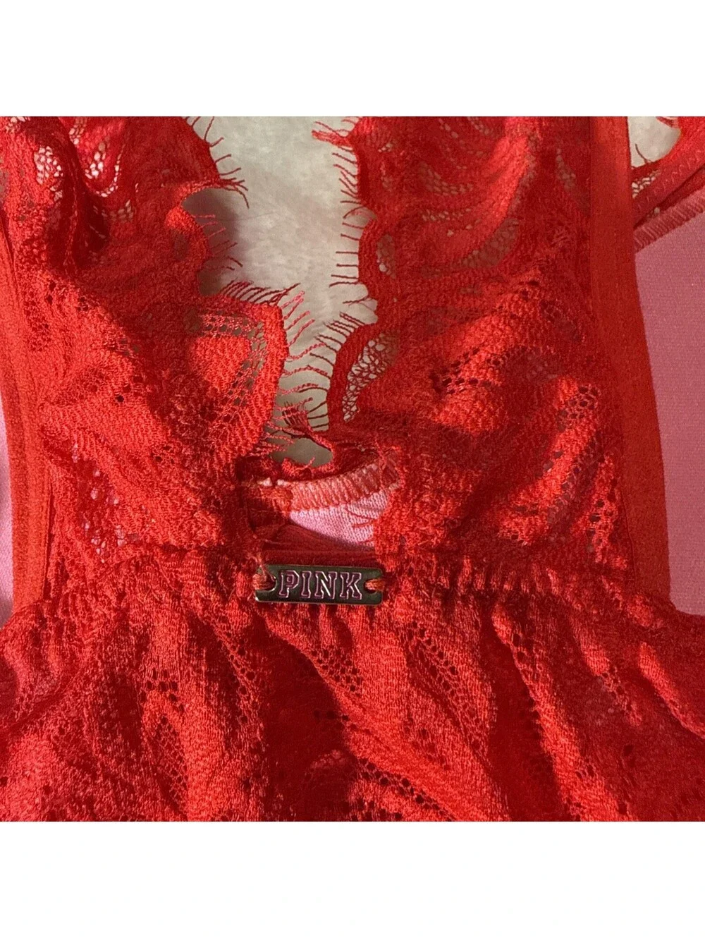 PiNK by Victoria's Secret Rich Red Date Lightly Lined Lace Bralette  Size XS